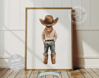 Cowboy Nursery Print, Cowboy Nursery Decor, Baby Boys Western Nursery Decor, Little Boy Cowboy Horse Country Nursery Wall Art Digital Print