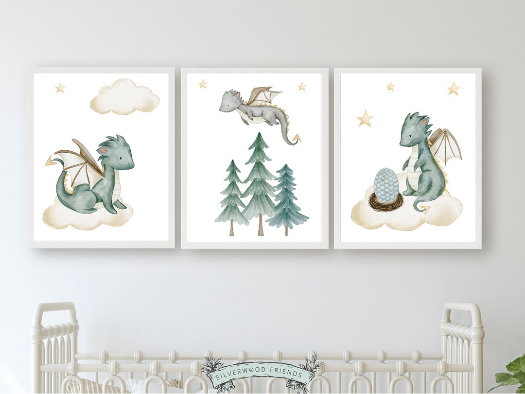 Baby Dragon Nursery Prints Boys Dragon Nursery Decor - Etsy