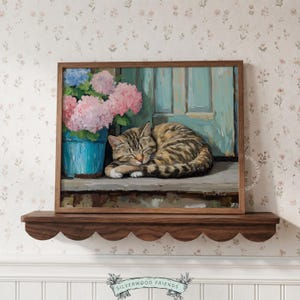 Cozy Cottagecore Cat Painting with Hydrangeas, Kitten Nursery Wall Art (Digital Download) 43