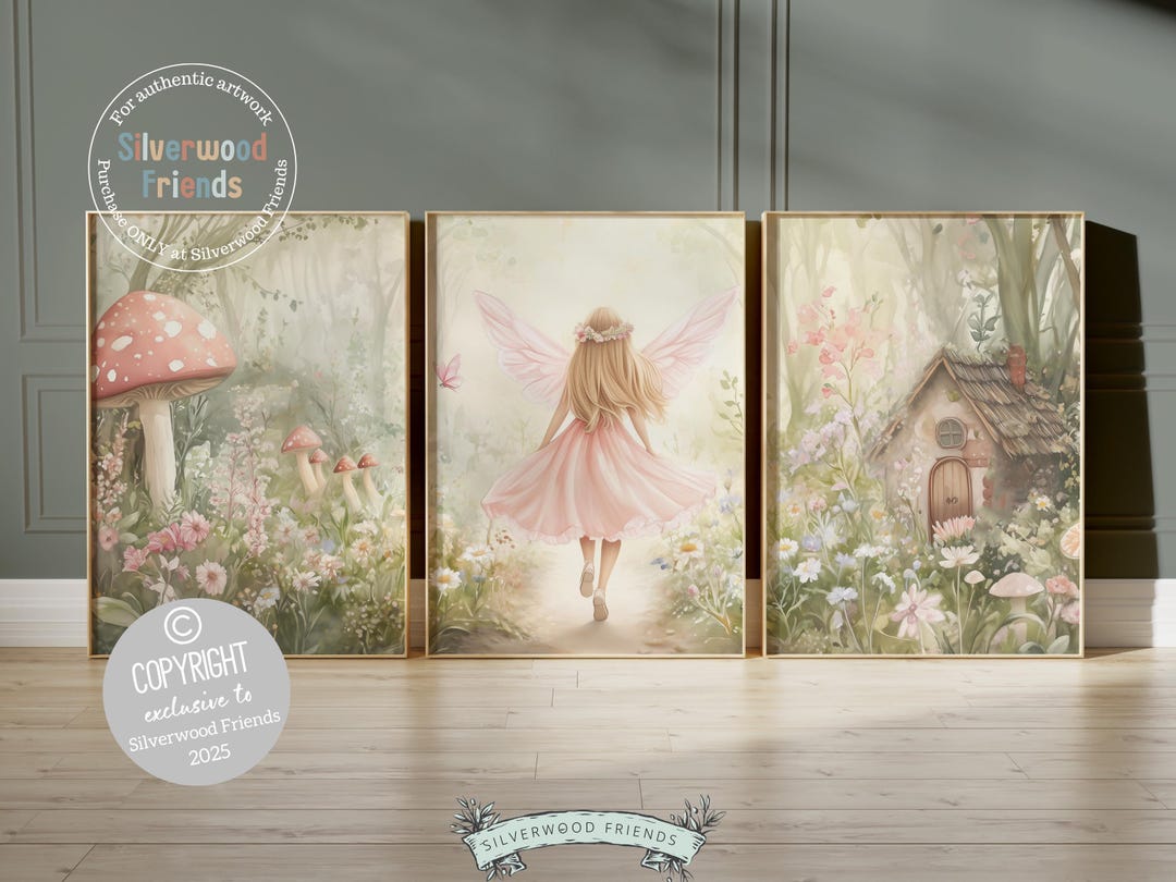 Wildflower Fairy Garden Nursery Prints, Baby Girl Woodland Forest Fairy ...
