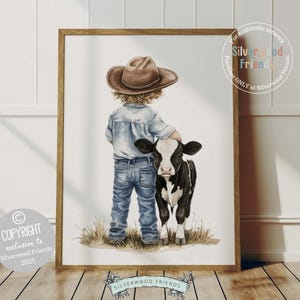 Cowboy Nursery Print, Cow Nursery Decor, Baby Boys Western Nursery Decor, Little Boy Toddler Farm Bedroom Cow Nursery Wall Art Digital Print
