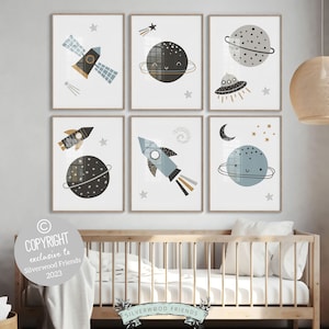 Outer Space Nursery Prints, Gift For Baby Boy Astronaut Nursery Decor, Toddler Boy Solar System Space Bedroom Nursery Wall Art Digital Print