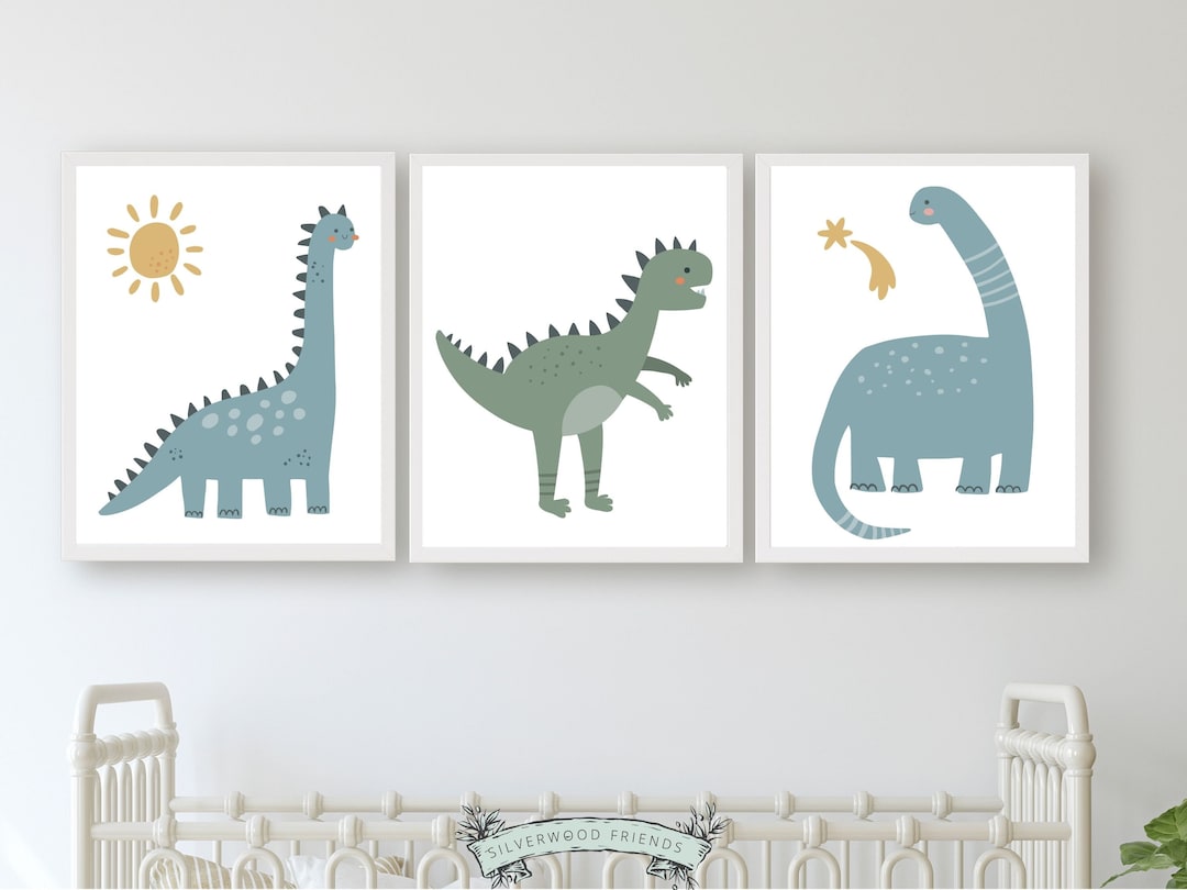 Dinosaur Nursery Prints Dino Nursery Decor Baby Boy Dinosaur Etsy