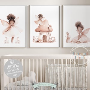 ORIGINAL Wildflower Fairy Nursery Print Gift For Baby Girl Fairy Nursery Decor, African American Fairy Ballerina Nursery Decor Digital Print