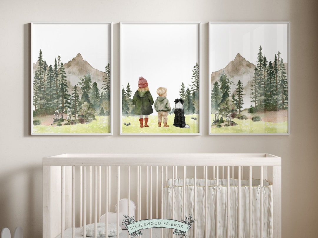 Hiking Nursery Prints, Dog Nursery Decor, Camping Nursery Print