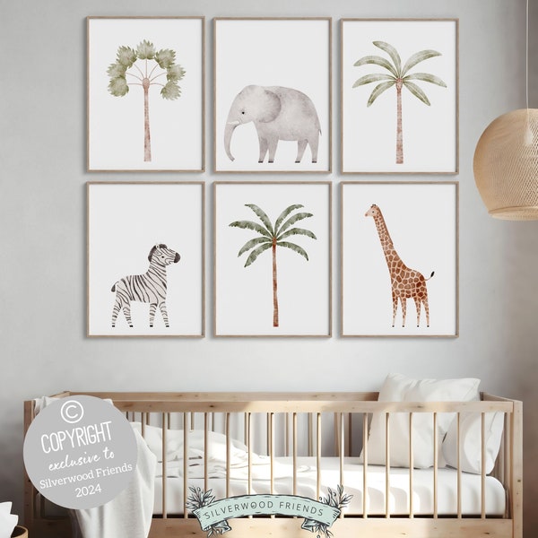 Tropical Plant Botanical Prints, Boho Jungle Nursery Decor, Palm Tree Poster, Boho Kids Room Safari Animal Nursery Wall Decor Digital Print