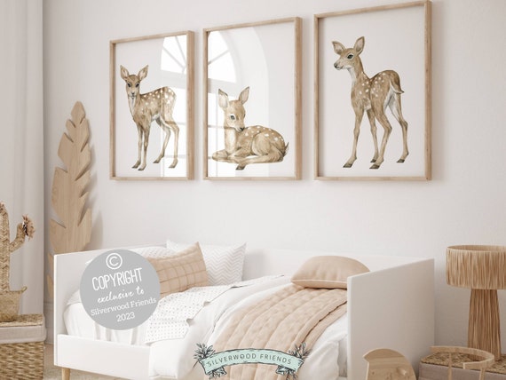 Deer Nursery Wall Art Print, Baby Deer Nursery Decor, Woodsy Nursery Decor, Fawn Nursery Prints, Fawn Nursery Decor, Fawn Digital Picture