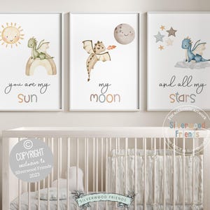 Tu sei il mio sole, la mia luna e tutte le mie stelle, stampa per cameretta con drago, stelle, luna, arcobaleno e sole, decorazioni per cameretta per bambini, decorazioni per cameretta con drago