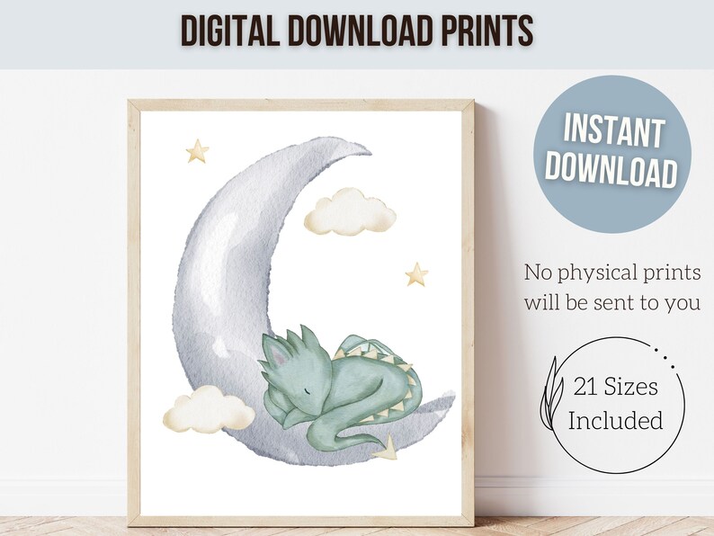 Set of 6 Baby Dragon Nursery Prints, Dragon Nursery Decor, Dragon ...