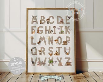 Cowboy Alphabet Print, Gender Neutral Western Alphabet Nursery Decor, Cowgirl Alphabet Print, Baby Boy Cowboy Nursery Decor Digital Print