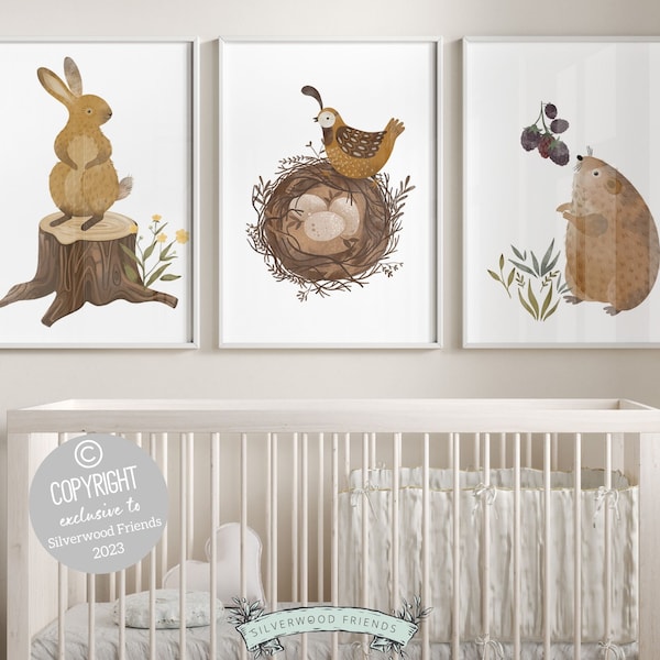 Waldtier Kinderzimmer Druck Geschenk für Neugeborene Wald Kinderzimmer Dekor, Wald Thema Kleinkind Schlafzimmer Dekor Boho Kinderzimmer Wand Kunst Digitaldruck