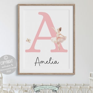 Lámina de ballet para bebé niña, decoración de dormitorio infantil con bailarinas, arte mural de ballet rosa, póster imprimible de ballet, impresión digital