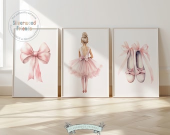 Baby Girl Ballet Nursery Prints, Ballerina Nursery Decor, Pink Ballet Nursery Wall Art Print, Girls Bedroom Decor Ballerina Digital Print