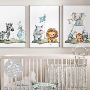 Golf Nursery Prints, Boys Blue Golf Nursery Print, Safari Sport Animal Nursery, Boys Sport Nursery Decor, Golf Nursery Decor, Digital Prints