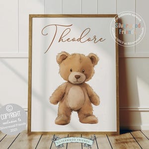 Teddy Bear Nursery Print, Baby Boy Brown Teddy Bear Nursery Decor, Neutral Bear Nursery Wall Art, Teddy Bear Printable Picture Digital Print