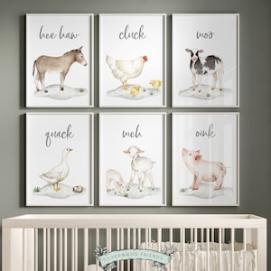 Baby Bauernhof Tiere Poster Set, Süße Bauernhof Tiere Poster Set, Bauernhof Poster Set, Bauernhof Poster, Kinderzimmer Dekor, Baby Geschenk Scheune