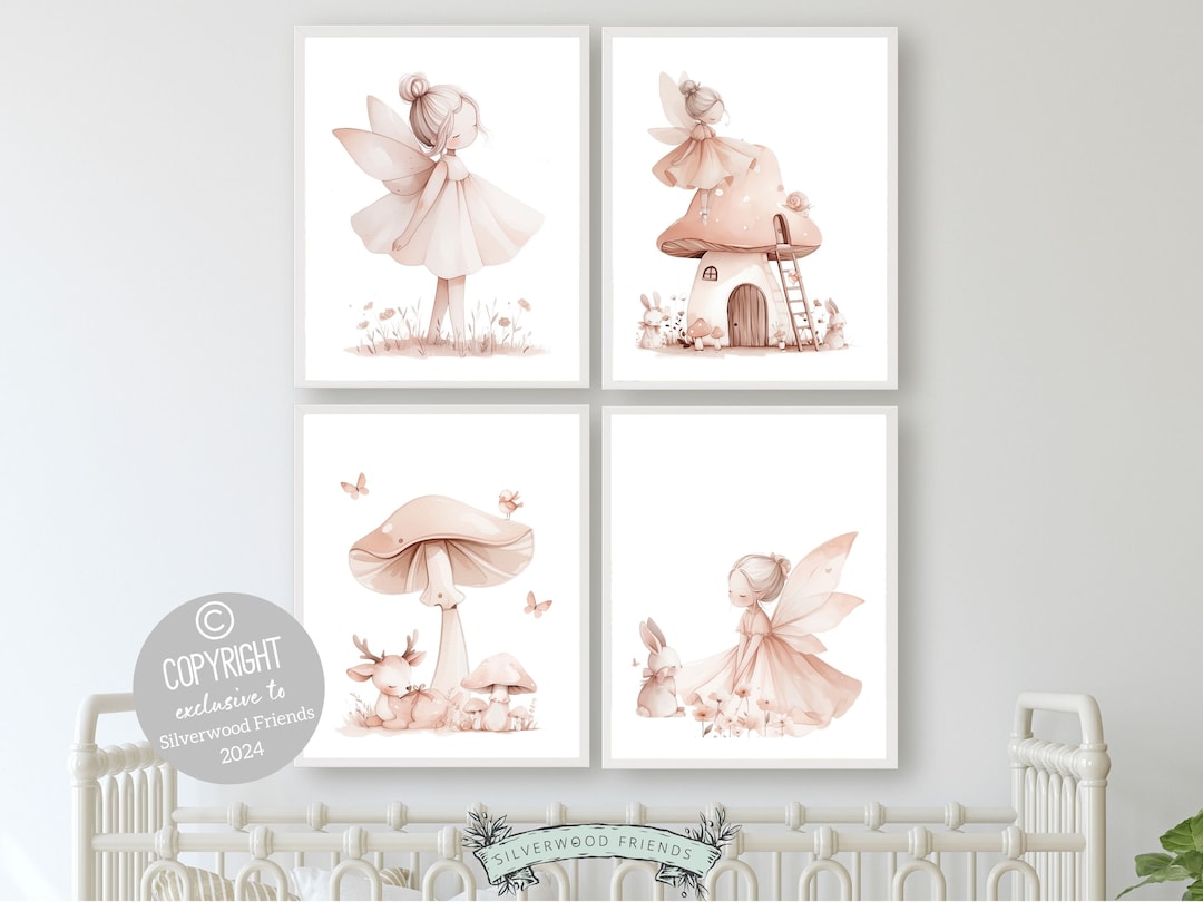 Set of 4 Wildflower Fairy Nursery Print Gift for Baby Girl Fairy ...