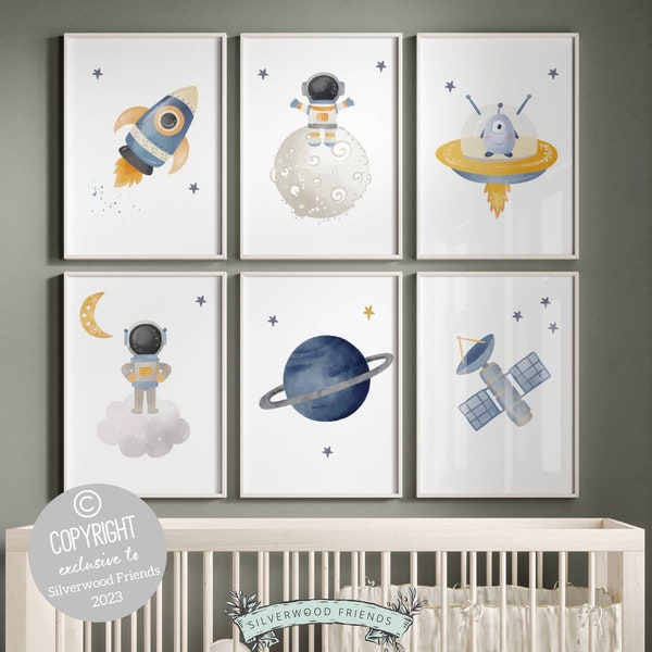 Outer Space Nursery Prints, Solar System Nursery Wall Art, Astronaut Nursery Decor, Boys Nursery Print, Space Decor,Astronaut Digital Prints