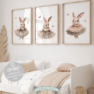ORIGINAL Bunny Nursery Print Gift For Baby Girl Bunny Wildflower Nursery Decor, Kids Ballet Room Decor Ballerina Bunny Nursery Digital Print