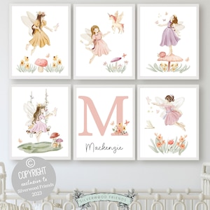 Impresión original de hadas para habitación de bebé, regalo para niña, decoración de pared para habitación de niña, impresión digital de hadas de flores silvestres.