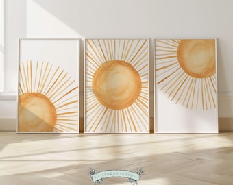 ORIGINAL Boho Sun Nursery Print, Boho Rising Sun Nursery Decor, Sun Nursery Wall Art, Kids Room Sun Wall Decor Boho Sunshine Digital Print