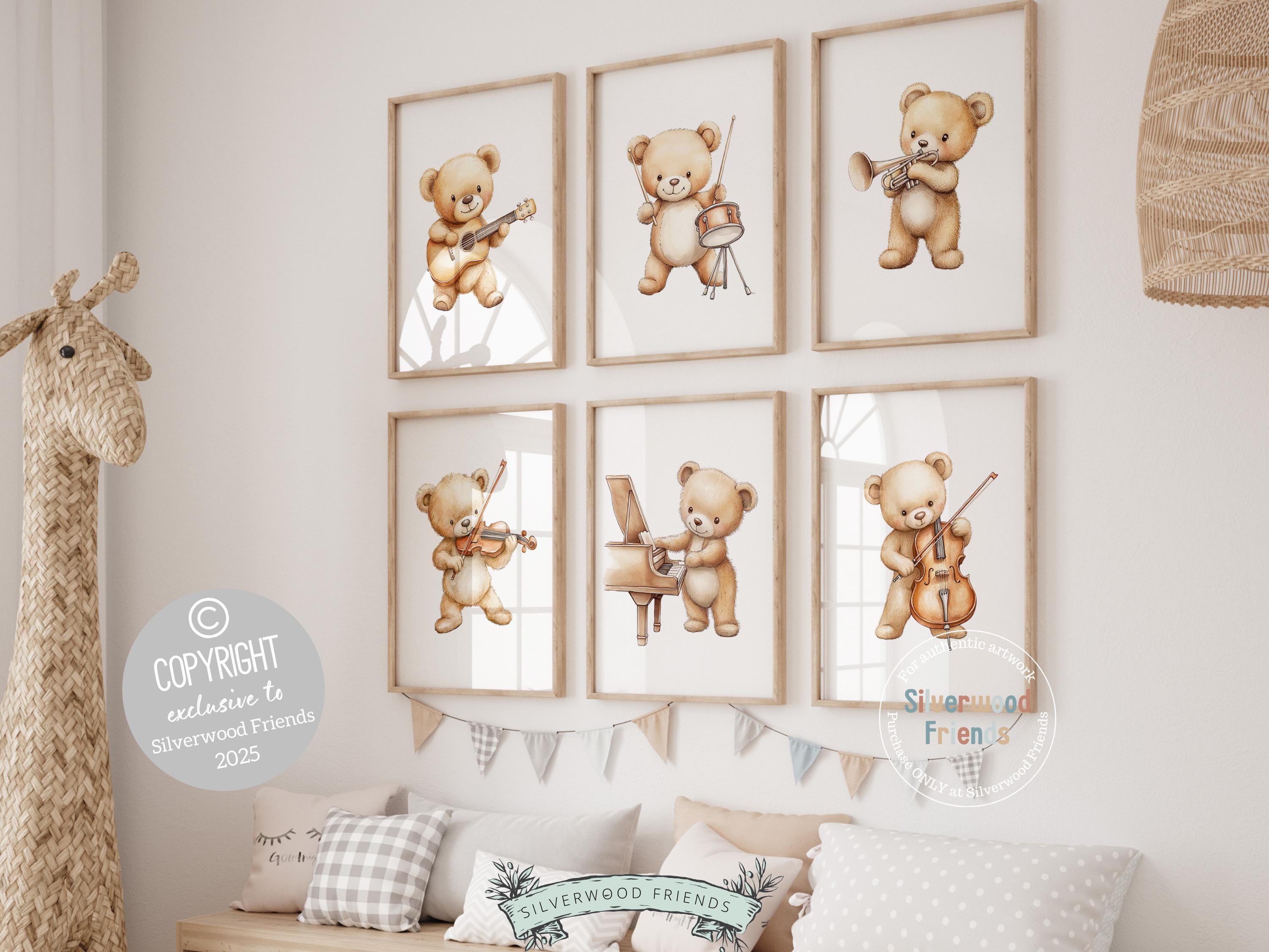 Teddy Bear Music Nursery Prints, Music Nursery Decor, Animals Playing ...