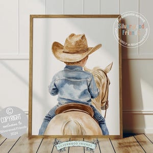 Cowboy Nursery Print, Cowboy Nursery Decor, Baby Boys Western Nursery Decor, Little Boy Cowboy Horse Riding Nursery Wall Art Digital Print