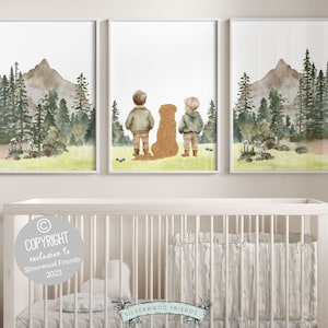 ORIGINAL Boys Forest Nursery Prints, Woodland Nursery Decor, Camping Nursery Print, Boys Hiking Room Decor, Mountain Nursery Digital Print