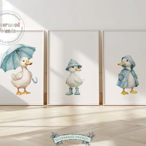Duck Nursery Prints, Blue Duck Nursery Decor, Gender Neutral Farm Duck Nursery Wall Art,Kids Country Farmhouse Room Wall Decor Digital Print