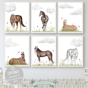 Horse Nursery Prints, Horse Nursery Decor, Girls Pony Nursery Print, Boys Cowboy Nursery Decor Kids Room Wall Decor Equestrian Digital Print