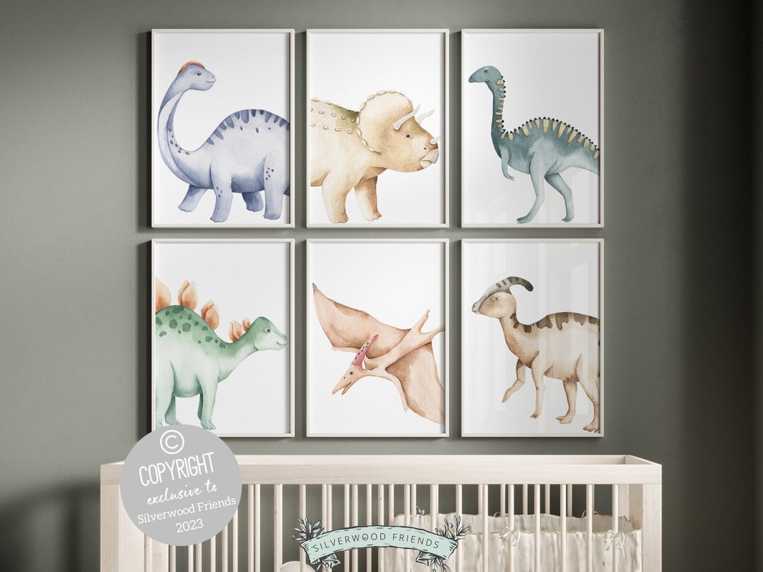 Dinosaur Nursery Wall Art, Dino Nursery Prints, Kids Room Dino Decor ...