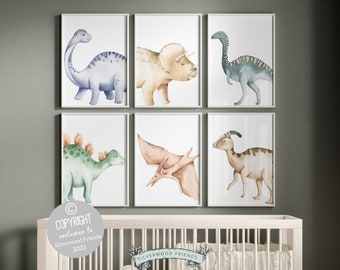 Dinosaur Nursery Wall Art, Dino Nursery Prints, Kids Room Dino Decor, Boys Nursery Decor, Dinosaur Bedroom Pictures, Kids Dino Digital Print