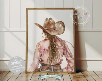 Cowgirl Horse Print, Cowgirl Horse Riding Room Wall Decor, Baby Girl Western Cowgirl Nursery Decor,Equestrian Horse Lover Gift Digital Print