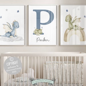 Impresión original de bebé dragón para guardería, regalo para bebé niño, decoración de guardería de dragón, arte de pared de guardería, regalo de baby shower de dragón, impresión digital de descarga