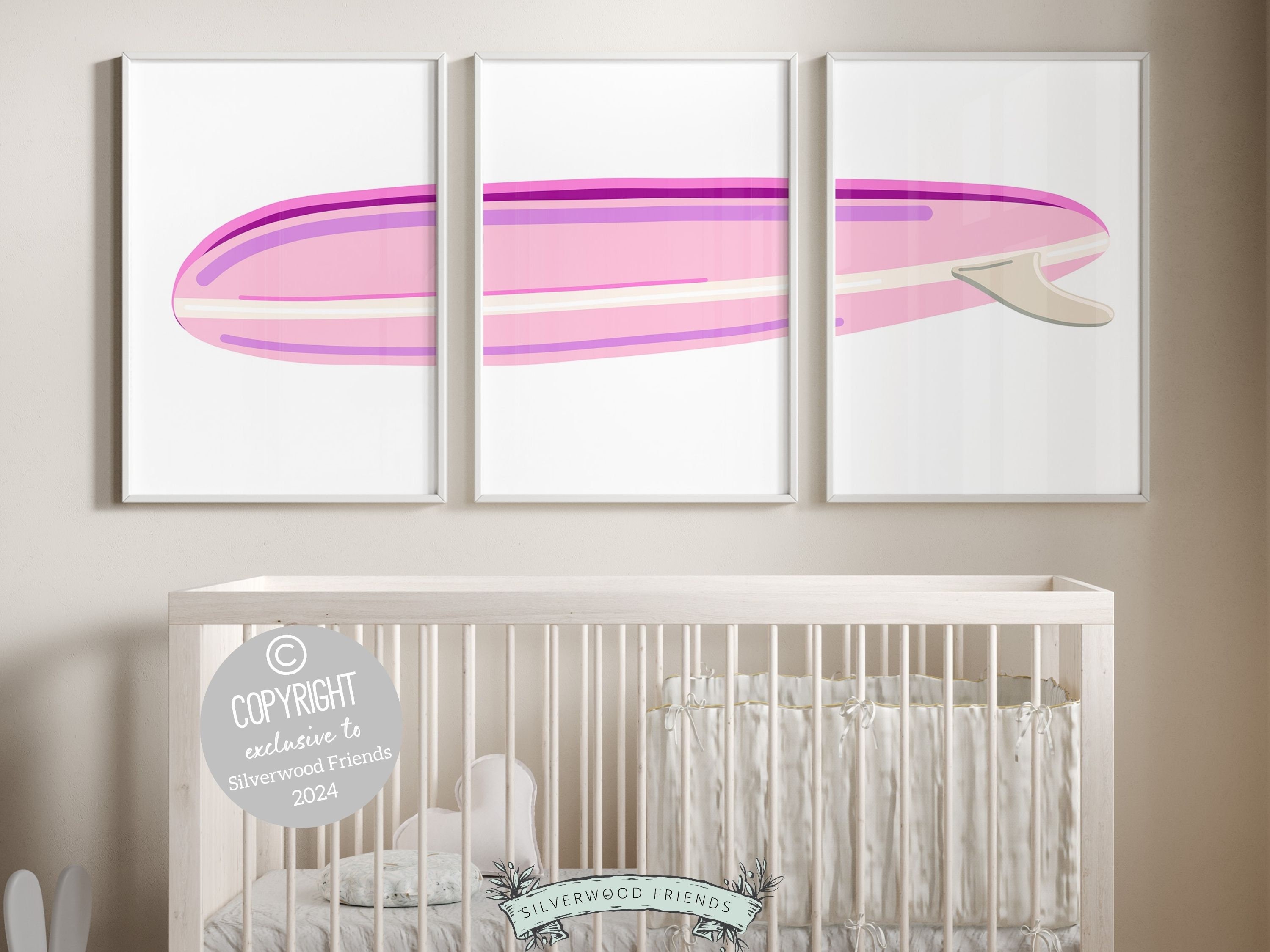 Personalized Wooden Surfboard Wall Decor - 35" Or 45" Custom Name Sign, Surf & Beach Nursery Decor