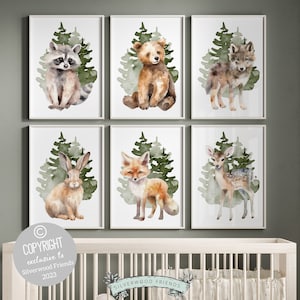 ORIGINELE bos dierenkwekerij print cadeau voor kinderen bos kinderkamer decor, jongens kamer muur decor bos thema kinderdagverblijf decor digitale prints
