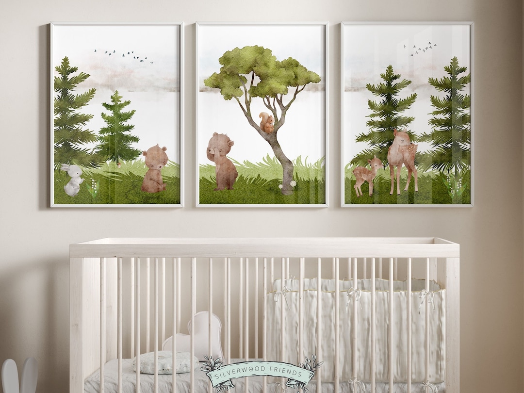 Woodland Animal Nursery Prints, Woodland Nursery Decor, Baby Forest ...
