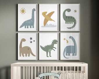 Dinosaur Nursery Prints, Dino Nursery Decor, Baby Dinosaur Nursery Decor, Boys Dino Toddler Room Decor, Baby Boys Dino Nursery Digital Print