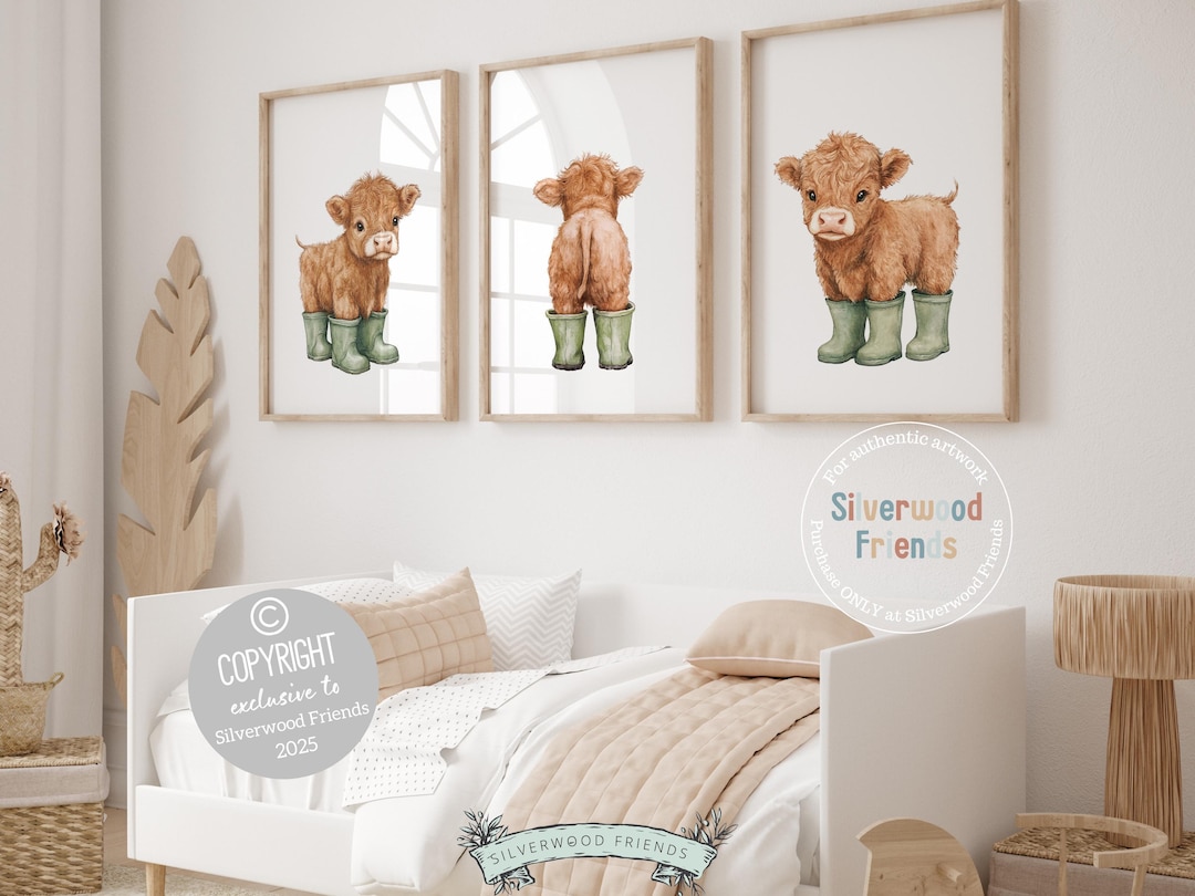 Modern Farmhouse Nursery Country Themed Baby Nursery Highland Cow