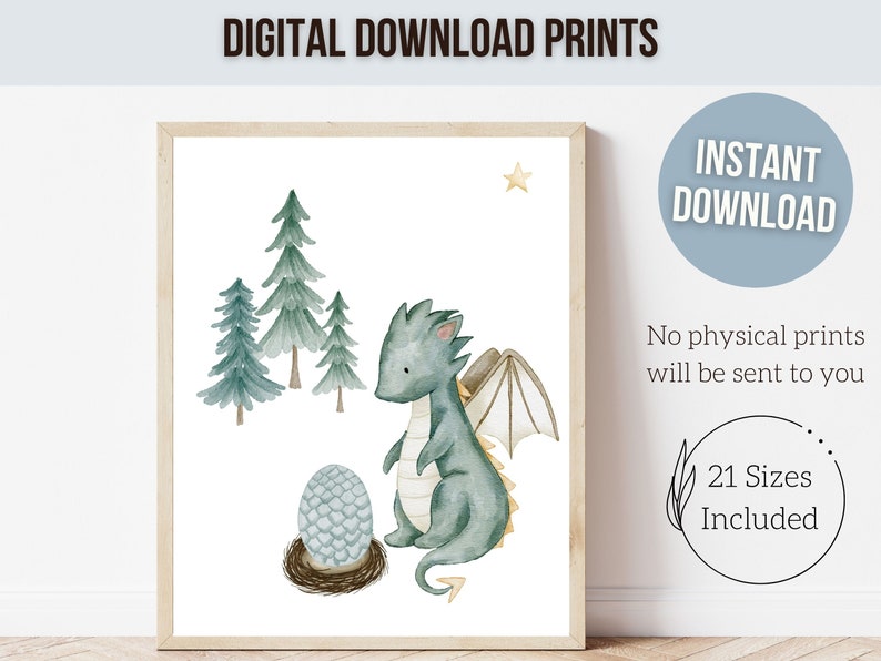 Set of 6 Baby Dragon Nursery Prints, Dragon Nursery Decor, Fairytale ...