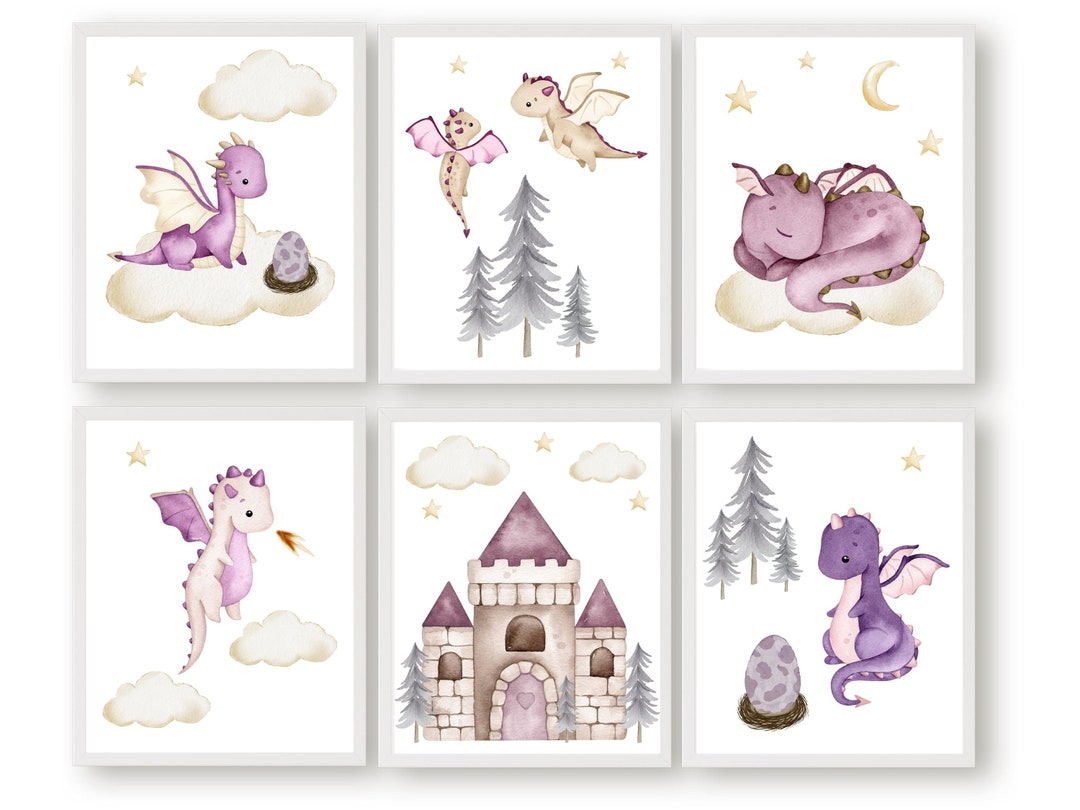 Baby Dragon Nursery Prints Baby Girl Nursery Room Decor - Etsy