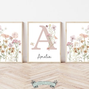 Custom Wildflower Nursery Prints, Floral Name Nursery Wall Art, Wild Flowers Nursery Art, Girl Nursery Prints, Boho Wildflower Digital Print image 10