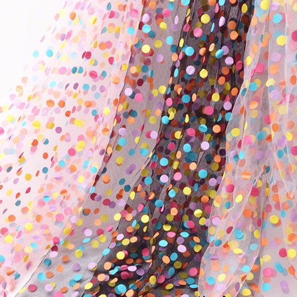 Colorful Dots Tulle lace, Print Point Mesh Fabric for Baby tutu, headbands, party supply, Bridal Veil, by 1 Yard