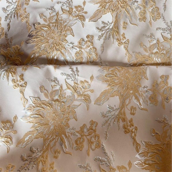 Embossed Peony Jacquard Fabric, Large Silver Shimmering Embossed Fabric for Apparel Shiriting design, Pillowcase, Cheongsam, Couture, 1 yard