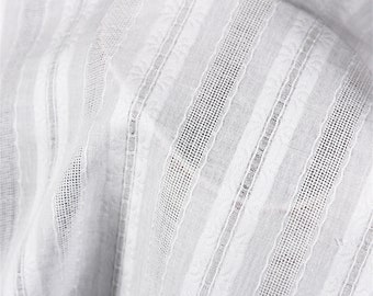 Cotton Fabric, Stripe Cotton Fabric, Off white Jacquard Cotton Fabric, for Skirt, Baby Clothing, Shirt, Tops