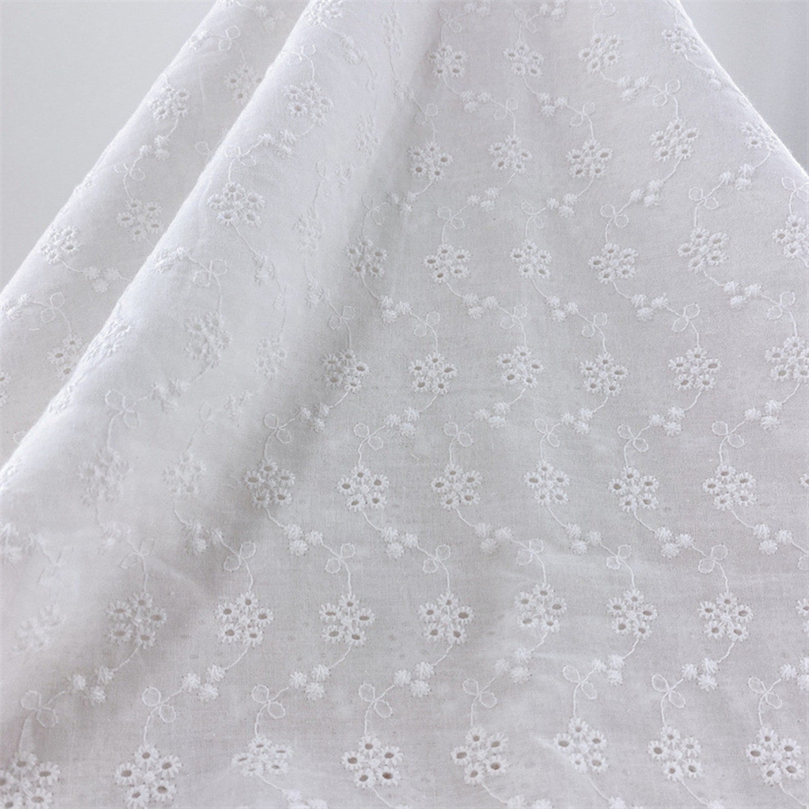 White Cotton Eyelet Embroidered Shirt