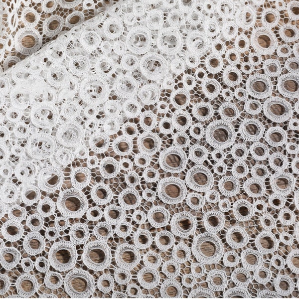 Hollow out Guipure Fabric, Irregular Circle Pattern Lace Fabric, Circular Fabric, for Tablecloth, Wedding Gown, Costume, Tops