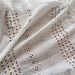 Cotton Fabric, off White Cotton Lace Fabric, Geometric Motif Embroidery ...