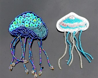 Shimmery Seashell Applique Patch - Embroidered Iron-On Beach Badge, 1-7/8 Inches