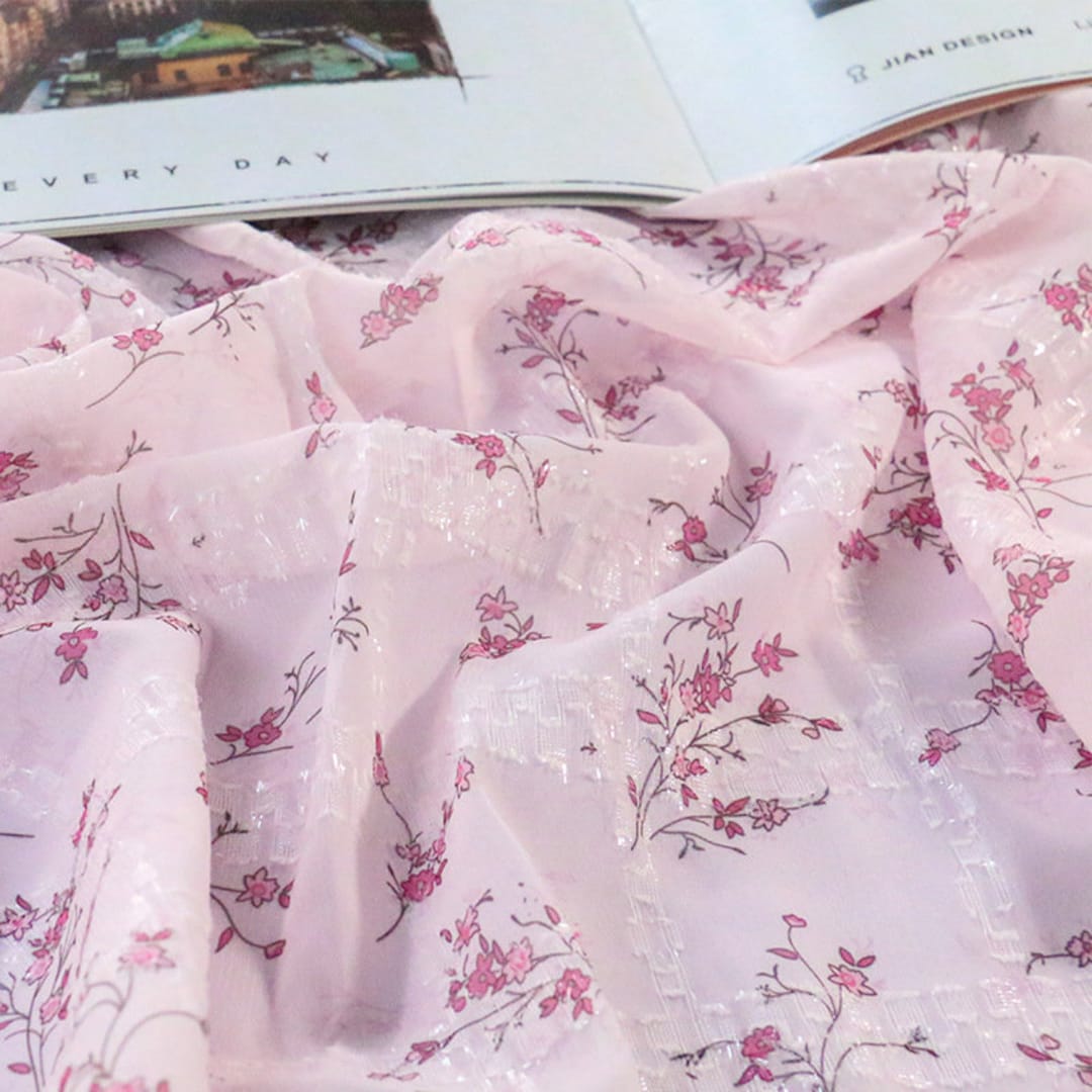 Soft Striped Chiffon Fabric Floral Printing Chiffon Shinny Etsy